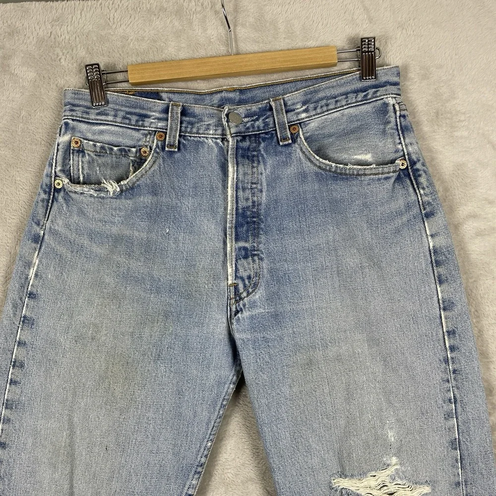 Vtg Levis 501 Jeans Mens 32x34 (fit 30x32) Made in USA 90s Distressed Thrashed
